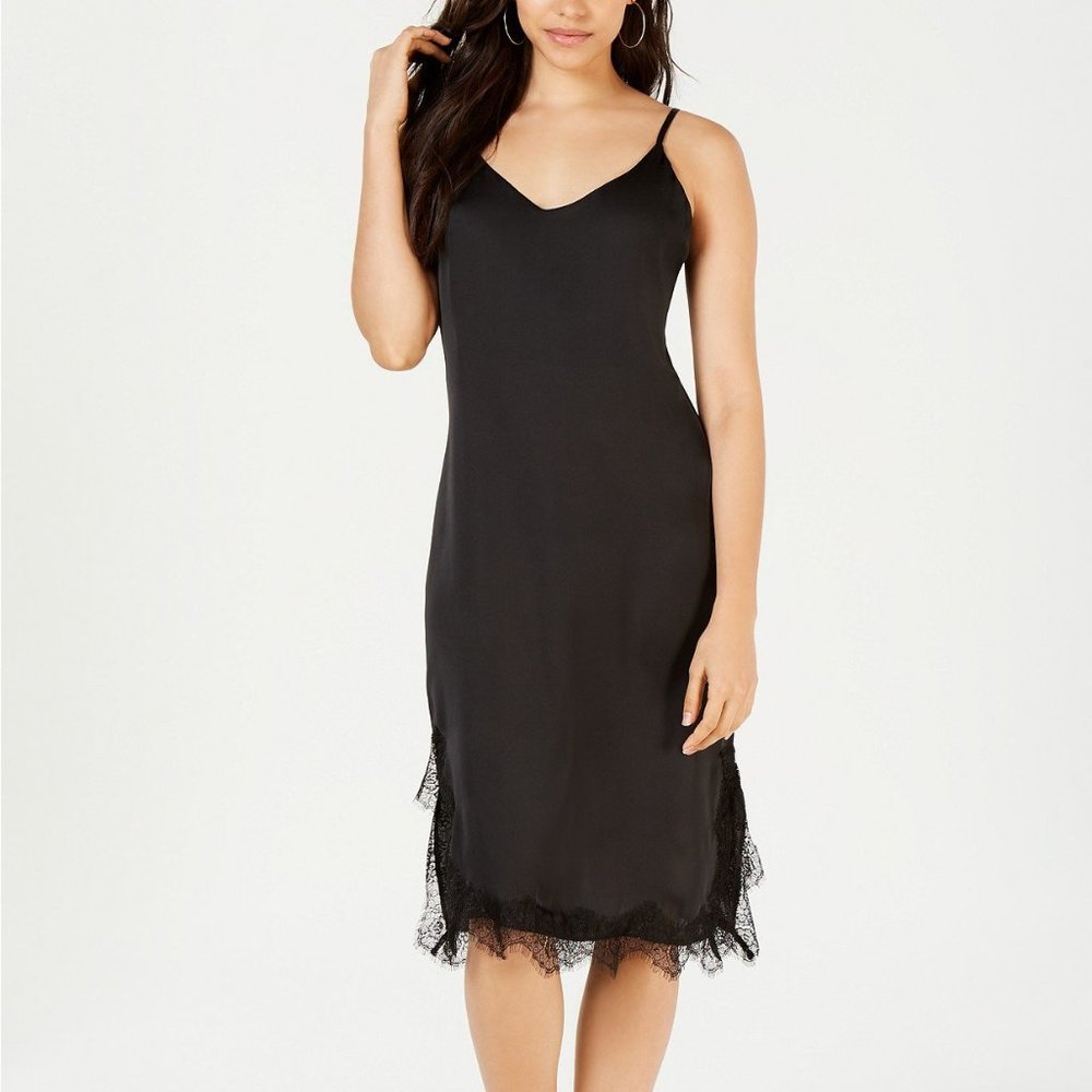 PROJECT 28 NYC Womens Black Lace Trim Slip Dress M